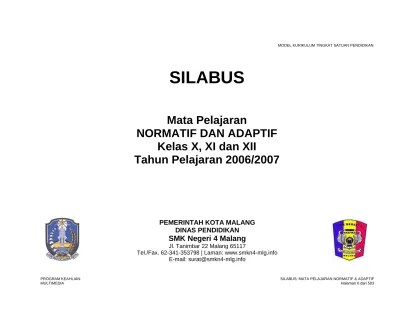Dokumen Contoh KTSP SMK Multimedia SMKN 4 Malang (2006)