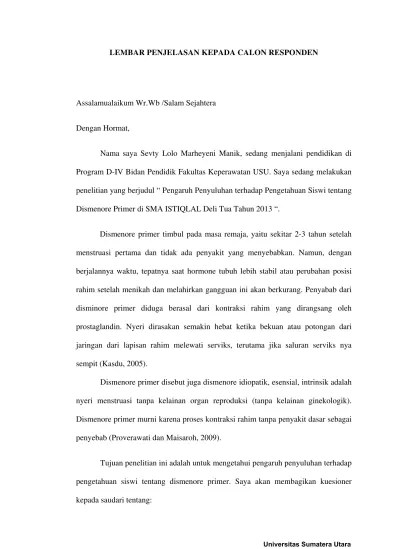 Pengaruh Penyuluhan terhadap Pengetahuan Siswi tentang Dismenore Primer di  SMA Istiqlal Deli Tua Tahun 2013
