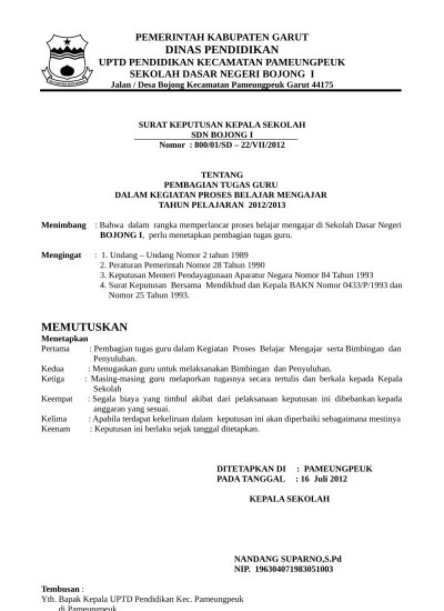 Tugas mengajar dan tugas guru bp/bk . Top Pdf Sk Pembagian Tugas Dan Konseling 123dok Com