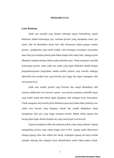 Pembuatan Susu Jagung dengan Pengayaan Kacang Hijau Bergerminasi dan  Penambahan CMC Sebagai Penstabil