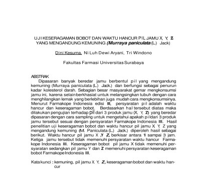 Kesuma Uji Keseragaman Bobot Abstract 2002