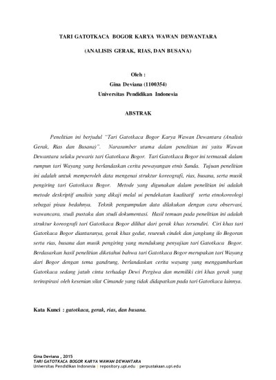 Top PDF TARI GATOTKACA BOGOR KARYA WAWAN DEWANTARA : ANALISIS GERAK, RIAS,  DAN BUSANA - repository UPI S SDT 1100354 Title - 123dok.com