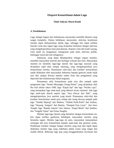 Silahkan kunjungi postingan lagu ' tanduk majeng ' | asal, arti lirik, makna dan notasi angkanya untuk membaca artikel selengkapnya dengan klik link di . Ekspresi Kemaritiman Dalam Lagu