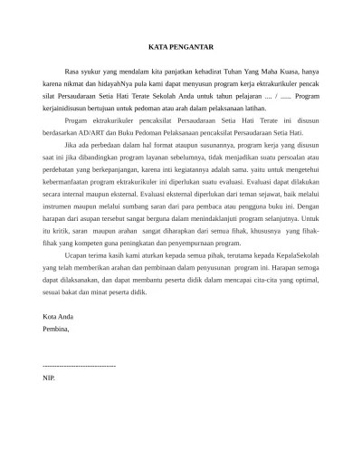 Contoh Program Kerja Pencak Silat | Program Kerja Ekstra