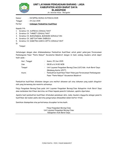 Undangan Pembuktian Kualifikasi