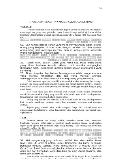 Top PDF 4. PERILAKU TERPUJI (TAWADUK, TAAT, QANAAH, SABAR) - PERILAKU  TERPUJI - 123dok.com
