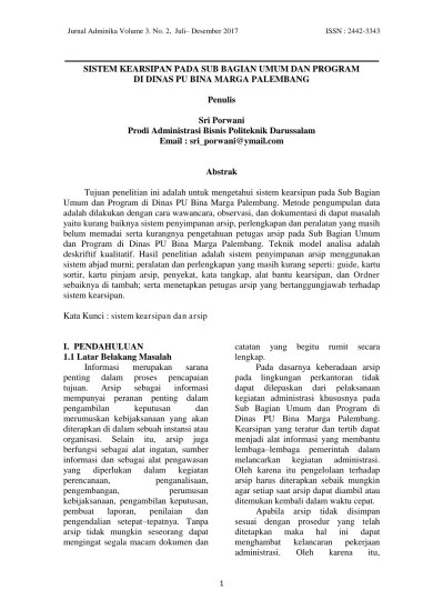 SISTEM KEARSIPAN PADA SUB BAGIAN UMUM DA