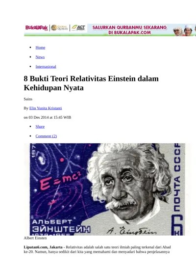 Teori Relativitas Einstein dalam Kehidup