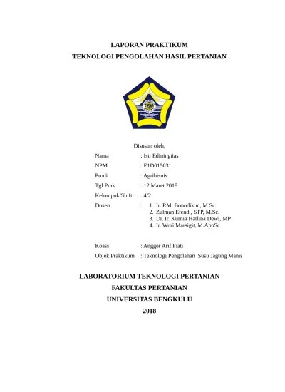 LAPORAN TPHP SUSU JAGUNG MANIS