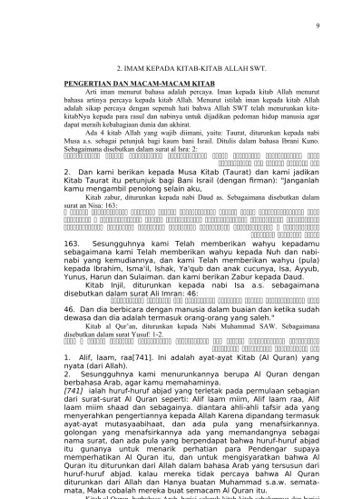 2. IMAM KEPADA KITAB-KITAB ALLAH SWT. - IMAN KEPADA KITAB-KITAB ALLAH