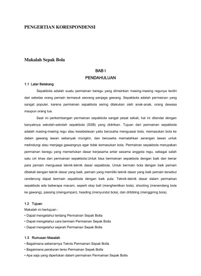 contoh MAKALAH olah SEPAK BOLA