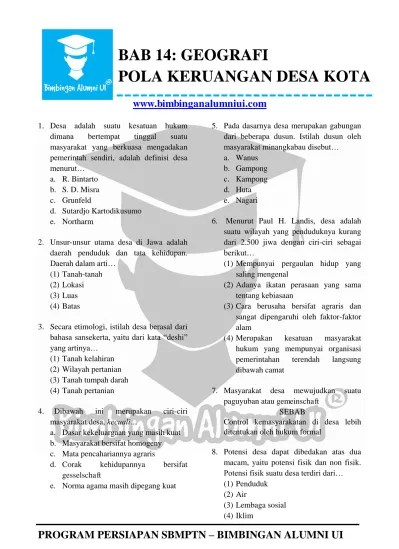 BAB 14 POLA KERUANGAN DESA KOTA