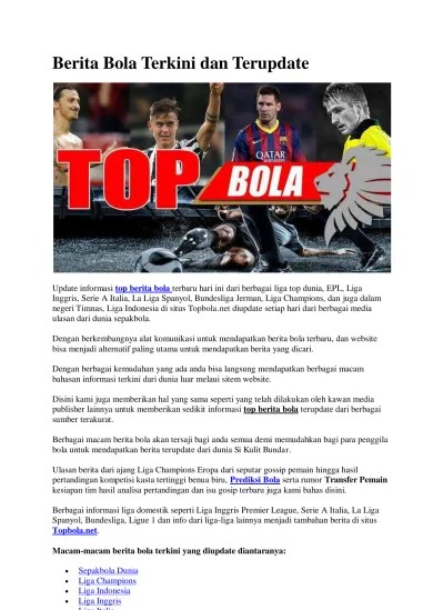 Berita Bola Terkini dan Terupdate