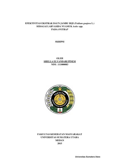 Efektivitas Ekstrak Daun Jambu Biji (Psidium guajava L.) sebagai Larvasida  Nyamuk Aedes spp. pada Ovitrap