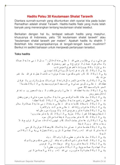 Bacaan Bilal Shalat Tarawih Dan Doa Shalat Tarawih Lengkap Bahasa Arab dan