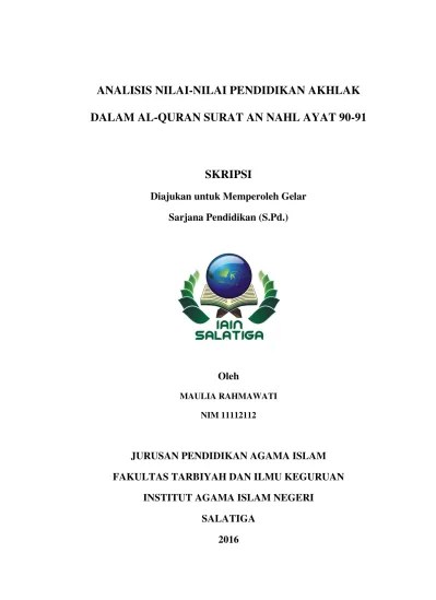 NILAI-NILAI PENDIDIKAN YANG TERKANDUNG DALAM SURAT AN-NAHL AYAT 43-44 DAN  IMPLIKASINYA TERHADAP TUJUAN PENDIDIKAN ISLAM.