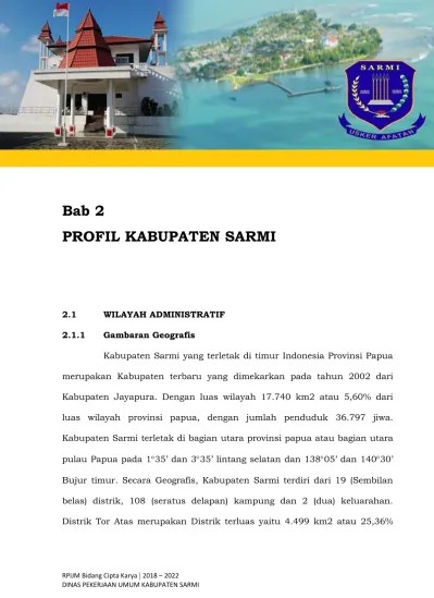 Gambar 2.1 Peta Orientasi wilayah Kabupaten Sarmi