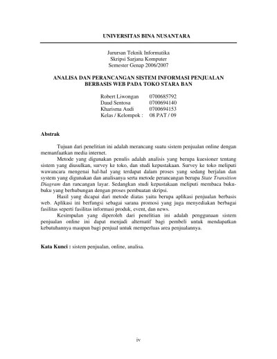 Bahkan kamu bisa menggunakan night mode dalam kondisi minim cahaya. Analisa Dan Perancangan Sistem Informasi Penjualan Berbasis Web Pada Toko Stara Ban Binus E Thesis