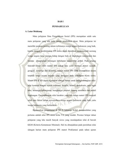 Top PDF BAB I PENDAHULUAN A. Latar Belakang - PENINGKATAN SEMANGAT  KEBANGSAAN PRESTASI BELAJAR IPS MATERI PROKLAMASI KEMERDEKAAN RI  MENGGUNAKAN MEDIA FILM SOEKARNO DI KELAS V SEKOLAH DASAR - repository  perpustakaan - 123dok.com