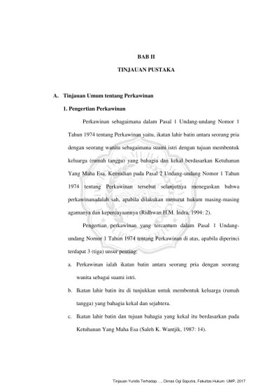 Top PDF BAB II TINJAUAN PUSTAKA A. Tinjauan Umum tentang Perkawinan 1.  Pengertian Perkawinan - TINJAUAN YURIDIS TERHADAP PUTUSAN VERSTEK DALAM  PERKARA PERCERAIAN (Studi Kasusdi Pengadilan Agama Cilacap) - repository  perpustakaan - 123dok.com