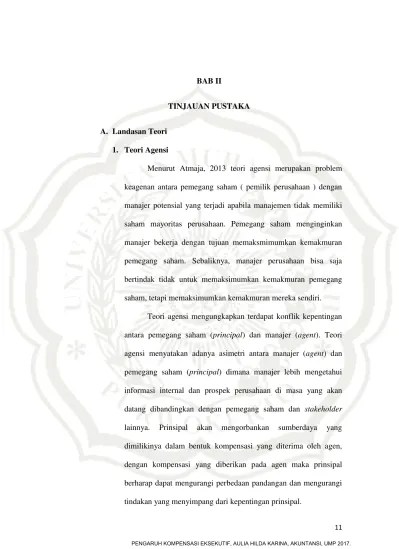 Top PDF BAB II TINJAUAN PUSTAKA A. Landasan Teori 1. Teori Agensi - AULIA  HILDA KARINA BAB II - 123dok.com