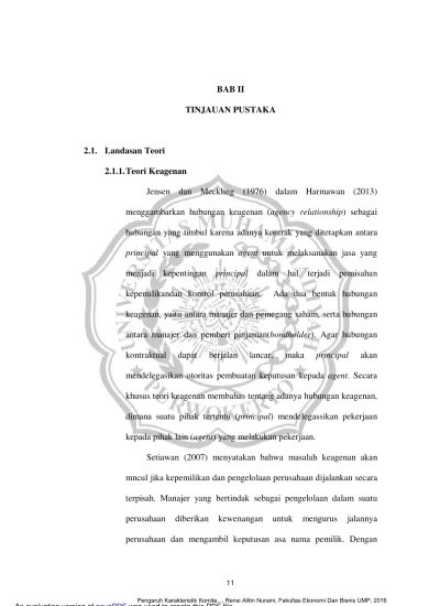 Top PDF 2.2. Teori Keagenan - BAB II DODIT JULRIS - 123dok.com