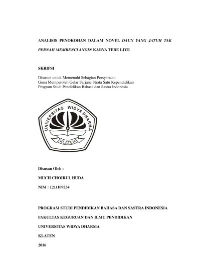 ANALISIS GAYA BAHASA PADA NOVEL DAUN YANG JATUH TAK PERNAH MEMBENCI ANGIN  KARYA TERE LIYE - UNWIDHA Repository