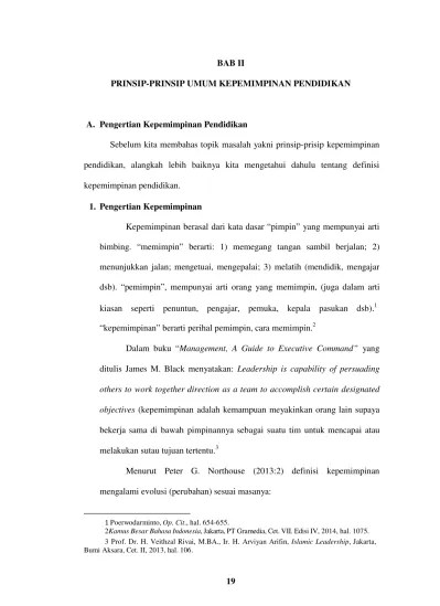 BAB II PRINSIP-PRINSIP UMUM KEPEMIMPINAN PENDIDIKAN A. Pengertian  Kepemimpinan Pendidikan - PRINSIP-PRINSIP KEPEMIMPINAN PENDIDIKAN DALAM  PERSPEKTIF AL-QUR’ᾹN - UNISNU Repository