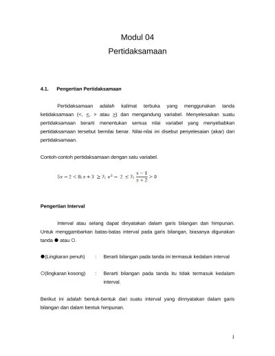 Modul 04 Pertidaksamaan