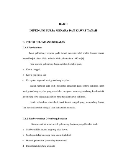 BAB II IMPEDANSI SURJA MENARA DAN KAWAT TANAH