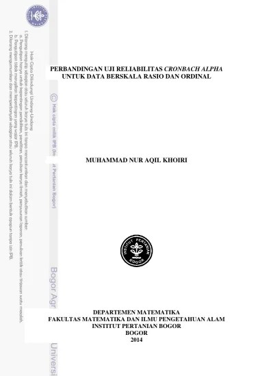 Perbandingan Uji Reliabilitas Cronbach Alpha untuk Data Berskala Rasio dan  Ordinal