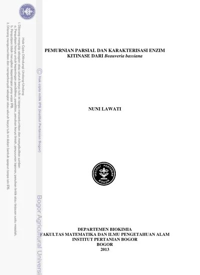 Pemurnian Parsial dan Karakterisasi Enzim Kitinase dari Beauveria bassiana