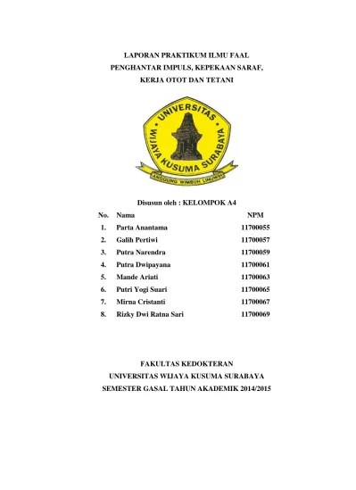 LAPORAN PRAKTIKUM ILMU FAAL PENGHANTAR IMPULS, KEPEKAAN SARAF, KERJA OTOT  DAN TETANI