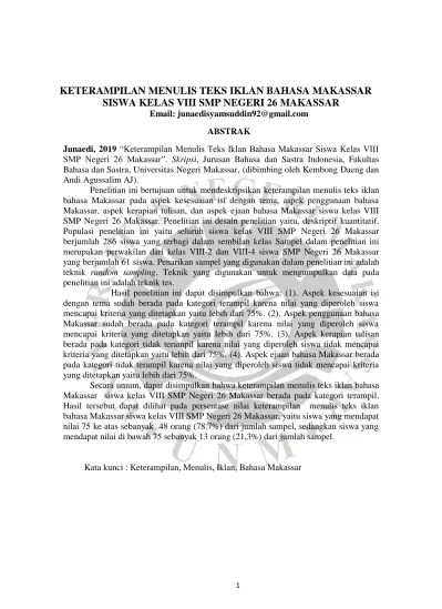 Bahasa bugis siswa kelas vii smp negeri 1 pangkajene kabupaten pangkep. Makna Denotasi Dan Konotasi Wacana Narasi Bahasa Makassar