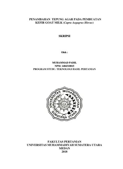 Penambahan Tepung Agar Pada Pembuatan Kefir Goat Milk (Capra Aegagrus  Hircus)