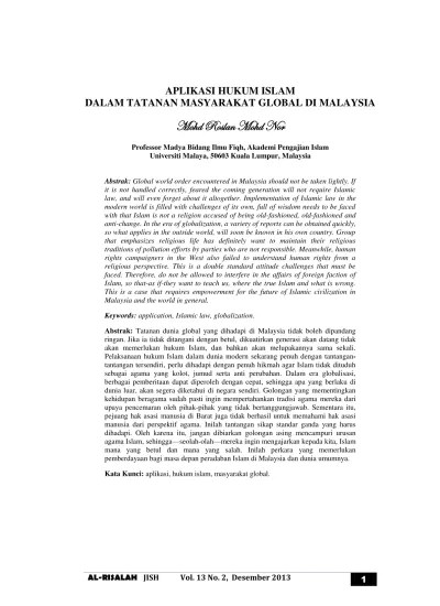 Bunuh tiga sekeluarga penganggur dihukum gantung sampai mati astro awani. Aplikasi Hukum Islam Dalam Tatanan Masyarakat Global Di Malaysia