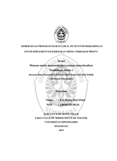 Top PDF Keberadaan Program Siaran Lokal di Televisi Berjaringan (Studi  Implementasi Kebijakan Media terhadap Protv) - 123dok.com