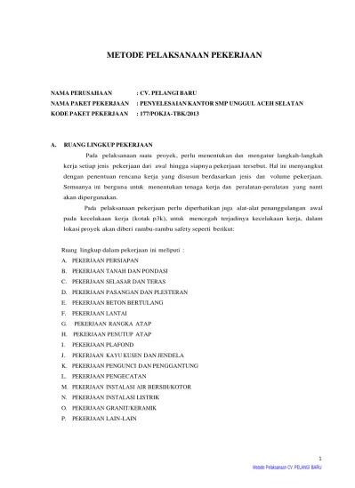 METODE PELAKSANAAN PEKERJAAN GEDUNG