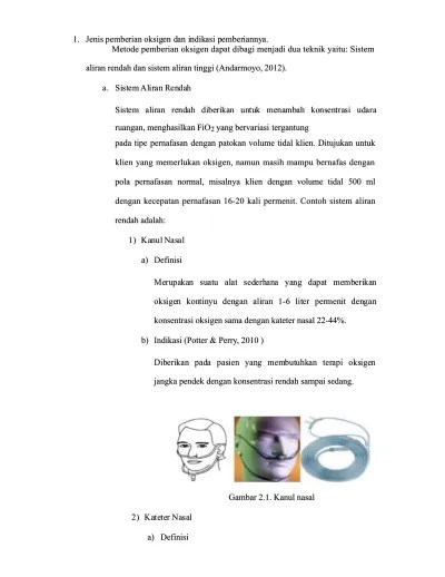 Jenis Pemberian Oksigen Dan Indikasi Pemberiannya