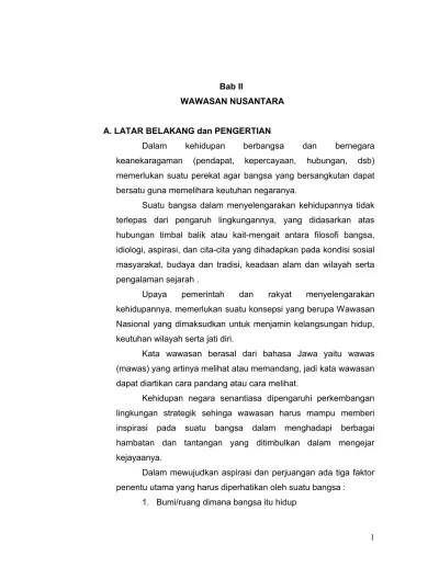 Dasar pemikiran wawasan nasional indonesia. Bab Ii Wawasan Nusantara
