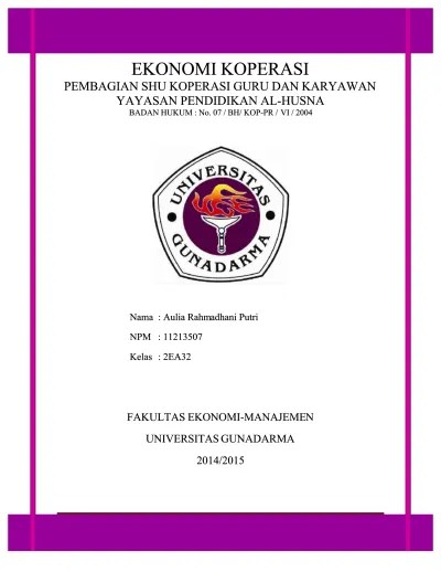 Tugas Softskill Ekonomi Koperasi-Makalah Koperasi “Pembagian SHU”