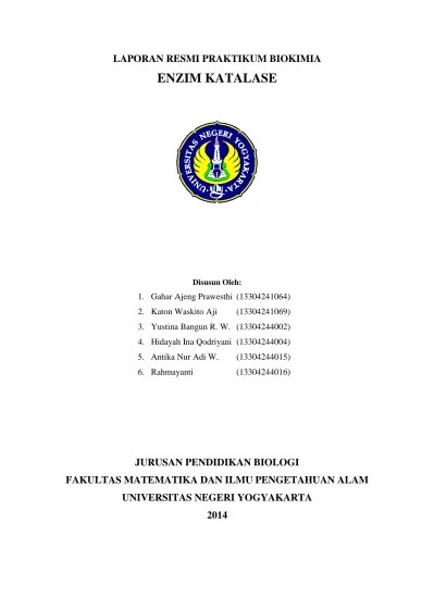 Top PDF Laporan Resmi Praktikum Biokimia Enzim Katalase - 123dok.com