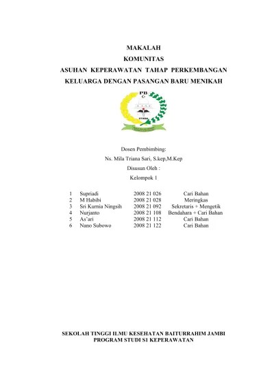 Makalah Keluarga Dengan Pasangan Baru Menikah