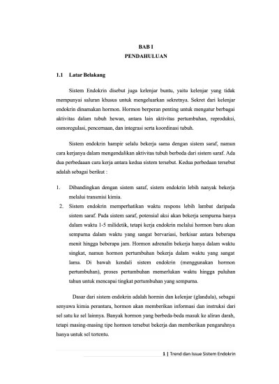 Fisiologi merupakan ilmu yang mempelajari fungsi normal tubuh dengan beberapa gejala yang ada pada sistem hidup, serta pengaturan atas . Top Pdf Trend Issue Sistem Endokrin Docx 123dok Com