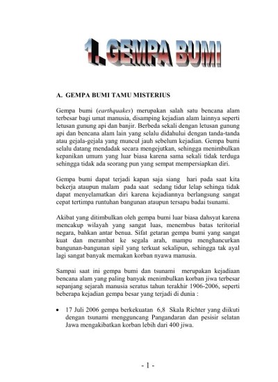 1 - A. GEMPA BUMI TAMU MISTERIUS