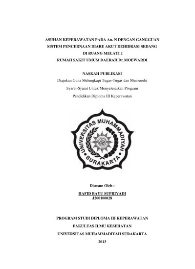 Asuhan keperawatan pada anak s dengan diagnosa diare di ruang. Asuhan Keperawatan Pada An N Dengan Gangguan Sistem Pencernaan Diare Akut Dehidrasi Sedang Asuhan Keperawatan Pada An N Dengan Gangguan Sistem Pencernaan Diare Akut Dehidrasi Sedang Di Ruang Melati 2 Rumah Sakit
