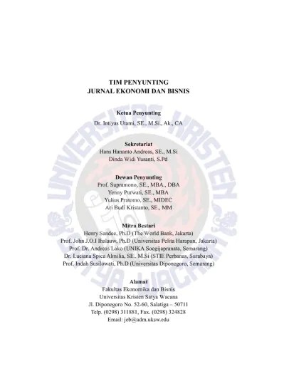 TIM PENYUNTING JURNAL EKONOMI DAN BISNIS. Ketua Penyunting. Dr. Intiyas  Utami, SE., M.SL, Ak., CA