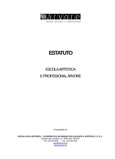 Estatuto Escola Artistica E Profissional Arvore Propriedade De