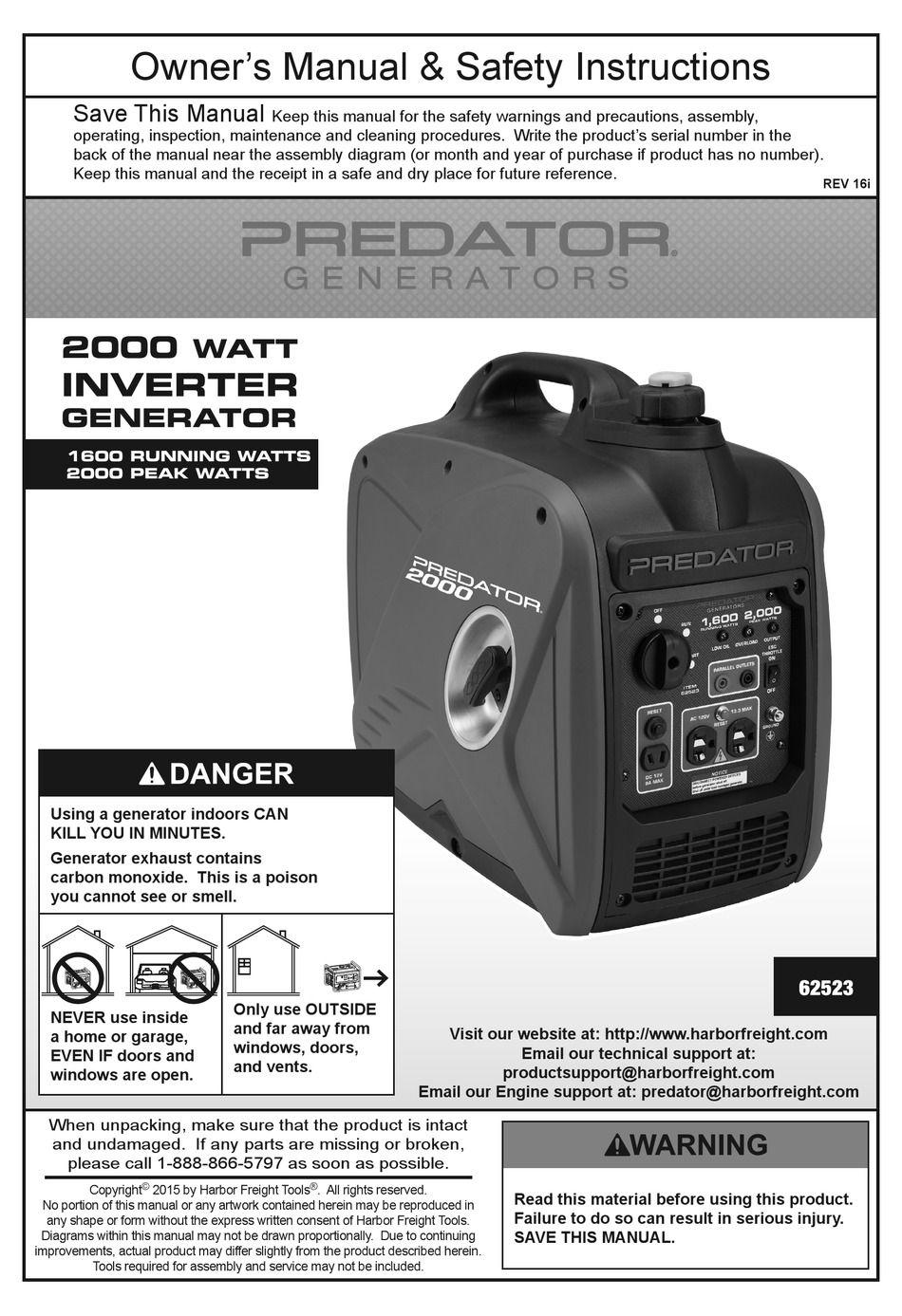 Harbor freight 13hp 420cc predator 5500 6500 7000 8750 generator carburetor carb. Predator 2000 Owner S Manual Safety Instructions Pdf Download Manualslib