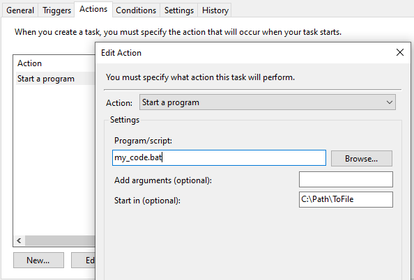 How to schedule batch file in Windows 10 Task Scheduler Data Cornering